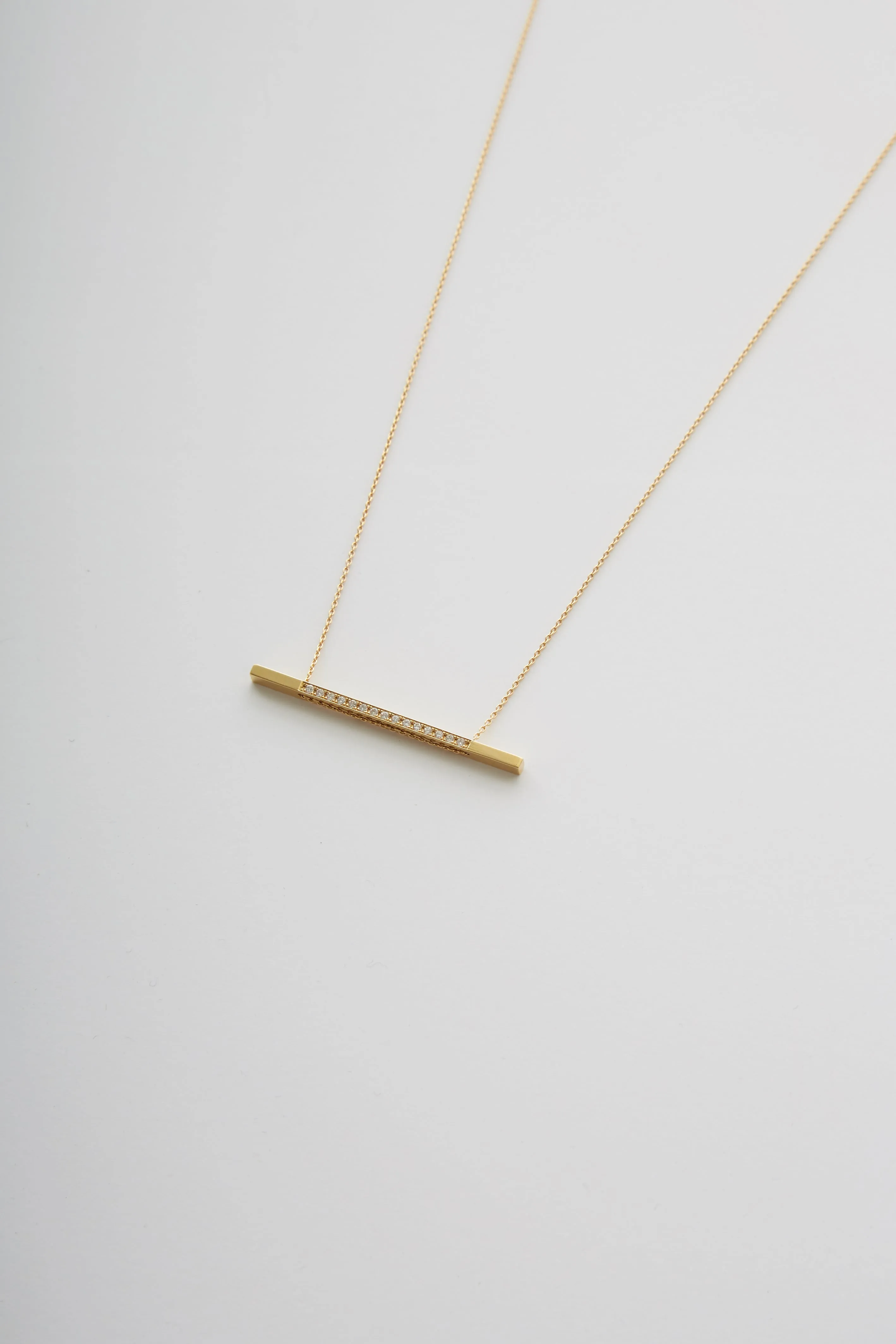 18K Bar Necklace 05 with Diamond — 750mm