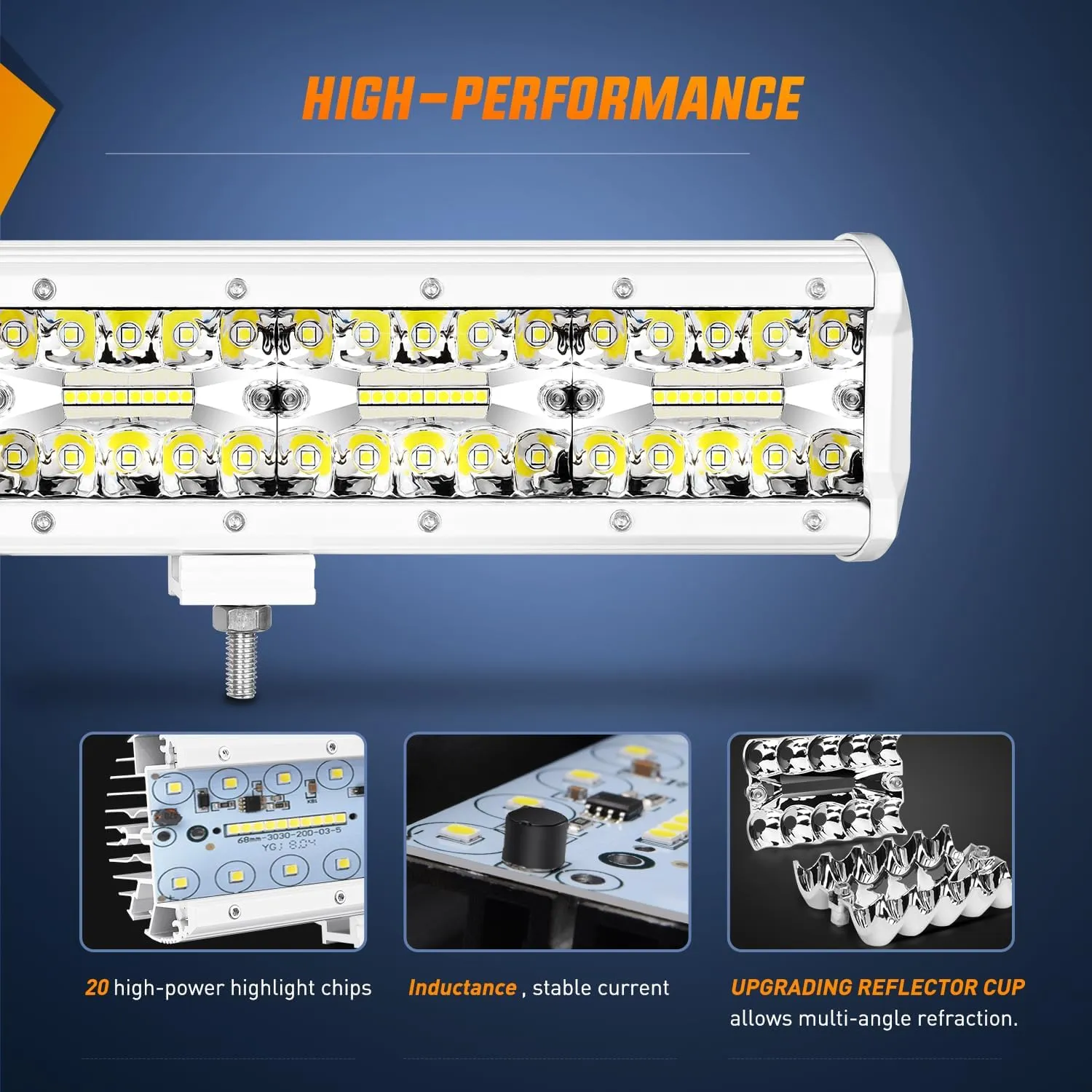 20 Inch 420W Spot Flood Combo White Case Led Light Bar