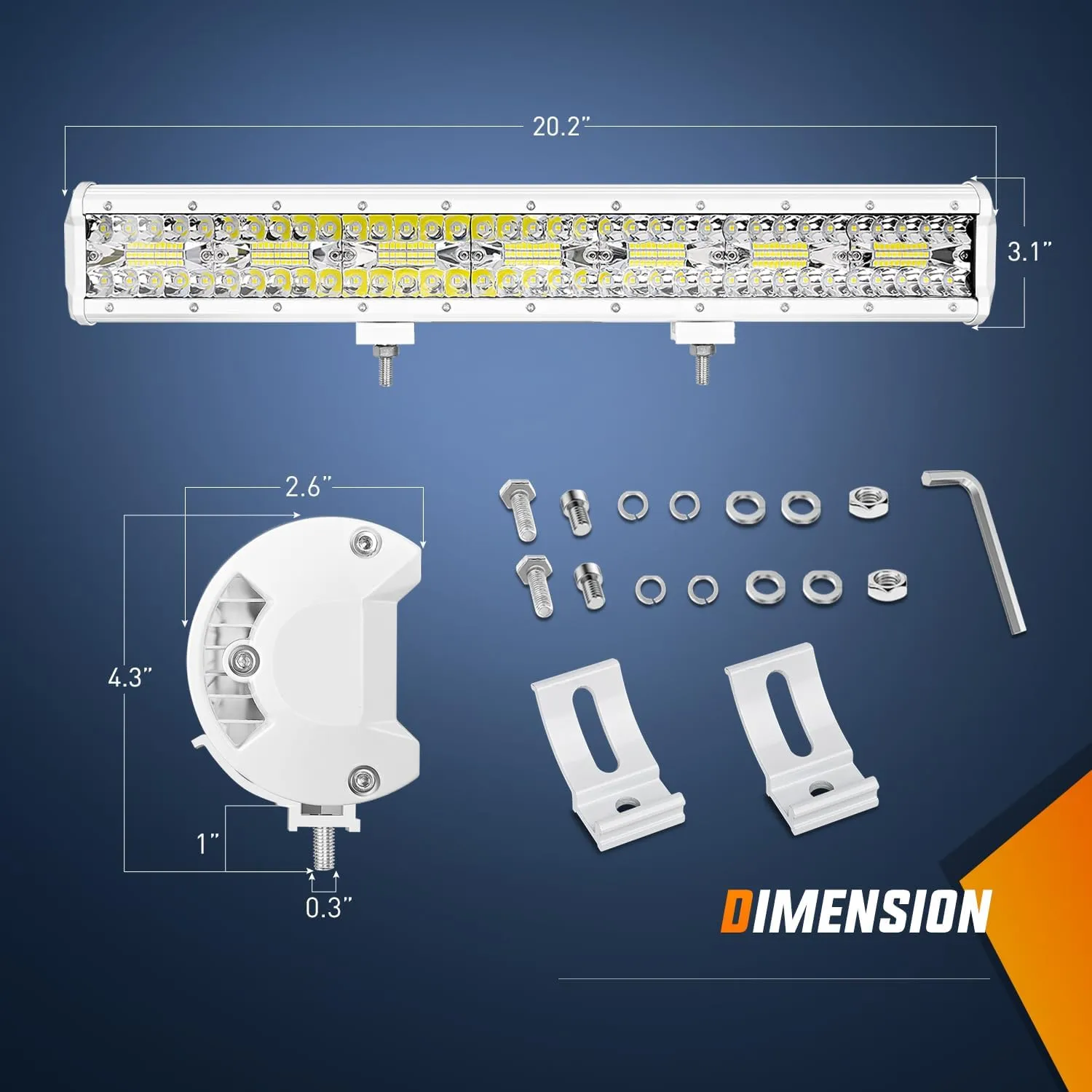 20 Inch 420W Spot Flood Combo White Case Led Light Bar