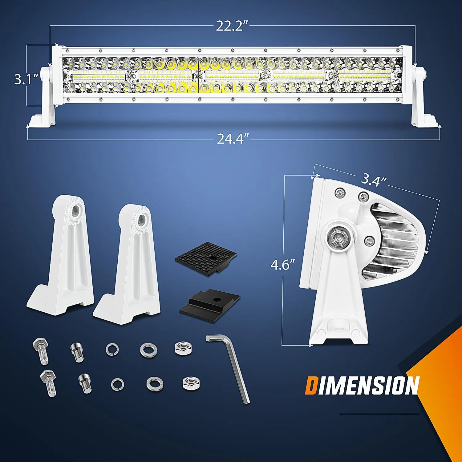 22 Inch 480W Spot Flood Combo White Case Led Light Bar