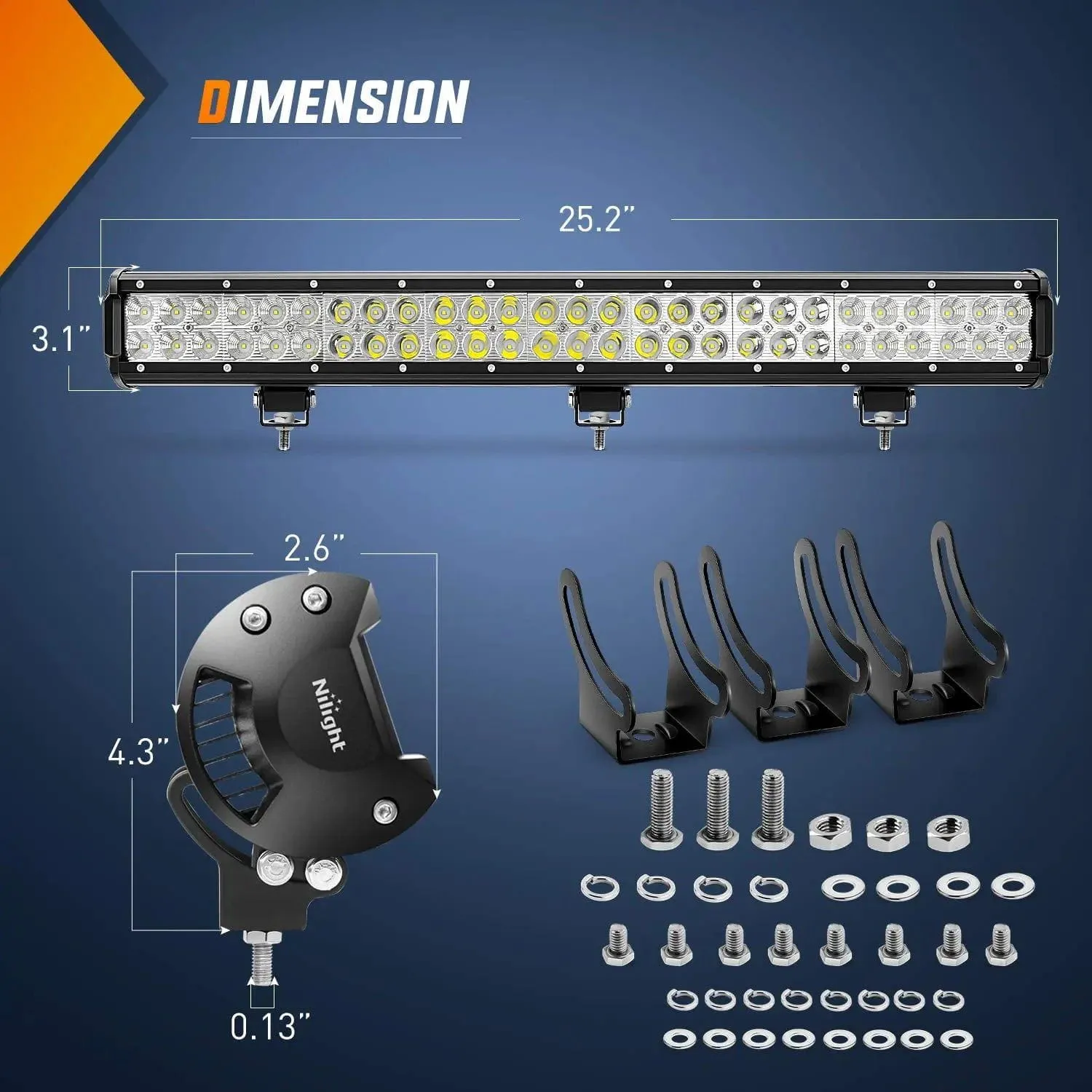 25 Inch 162W Double Row Spot Flood LED Light Bar | 12FT Wire 5Pin Switch