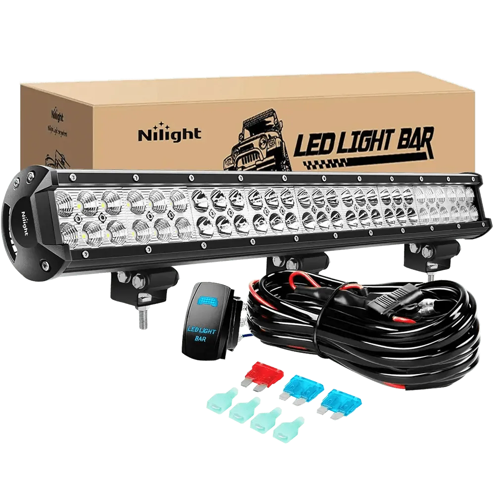 25 Inch 162W Double Row Spot Flood LED Light Bar | 12FT Wire 5Pin Switch