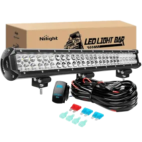 25 Inch 162W Double Row Spot Flood LED Light Bar | 12FT Wire 5Pin Switch