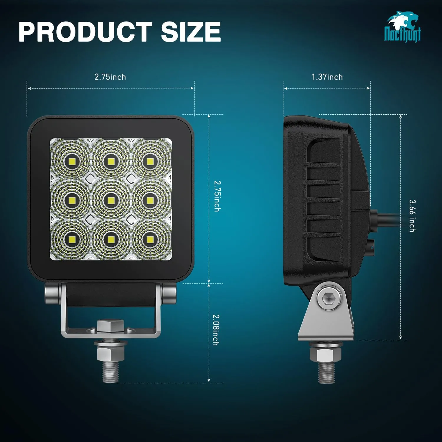 3 Inch 9LED Square Flood Built-in EMC LED Pod Lights (Pair)