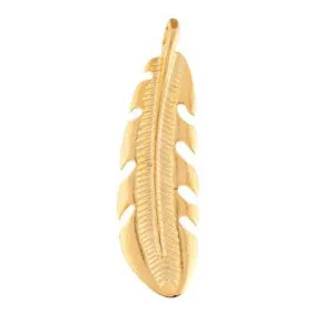 31mm Satin Gold Bold Feather Charm