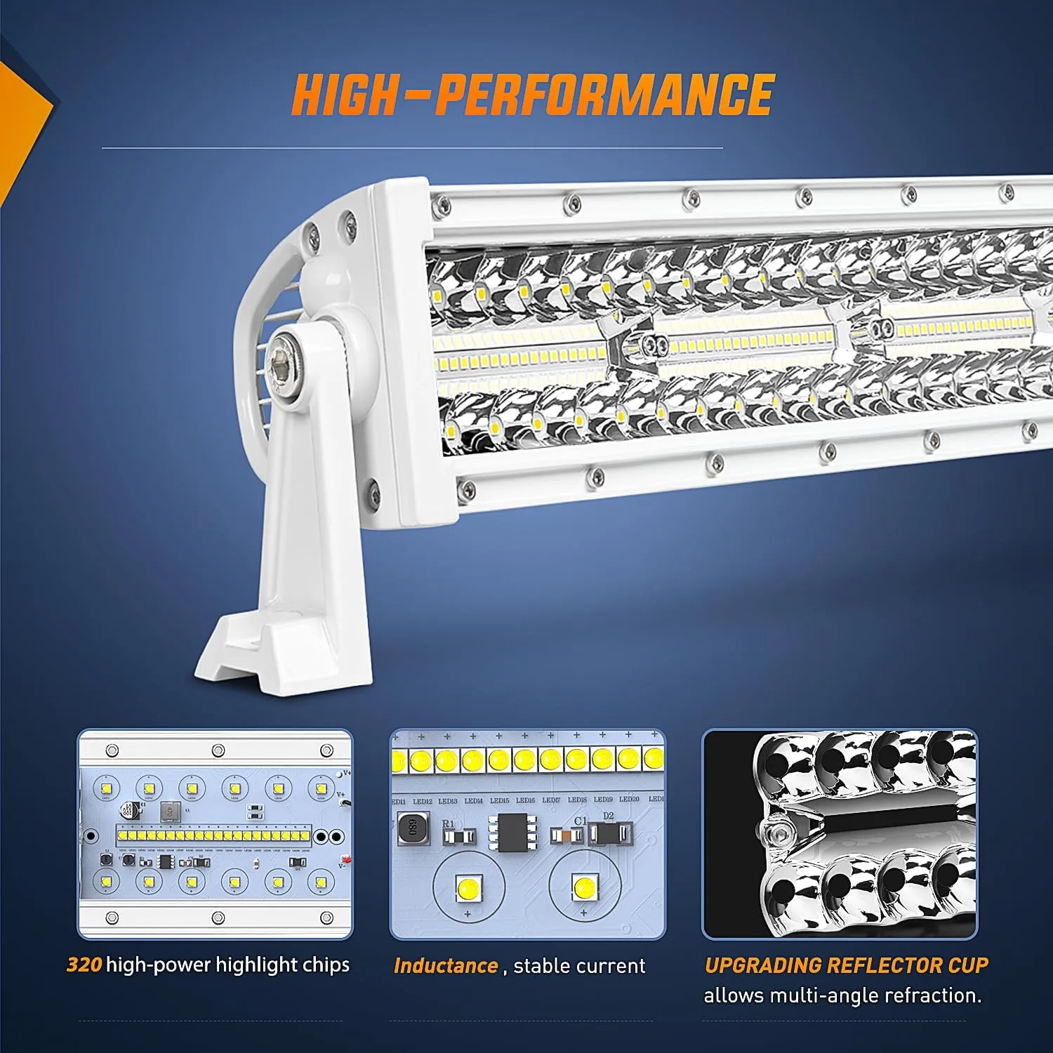42 Inch 320Leds Spot Flood Combo White Case Led Light Bar
