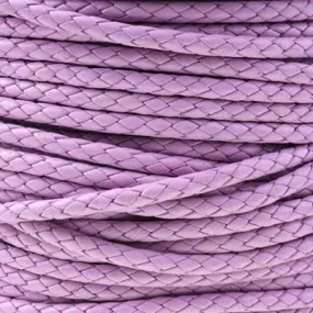 5mm Braided Lilac Purple Round Leather Cord (Foot) by the Foot