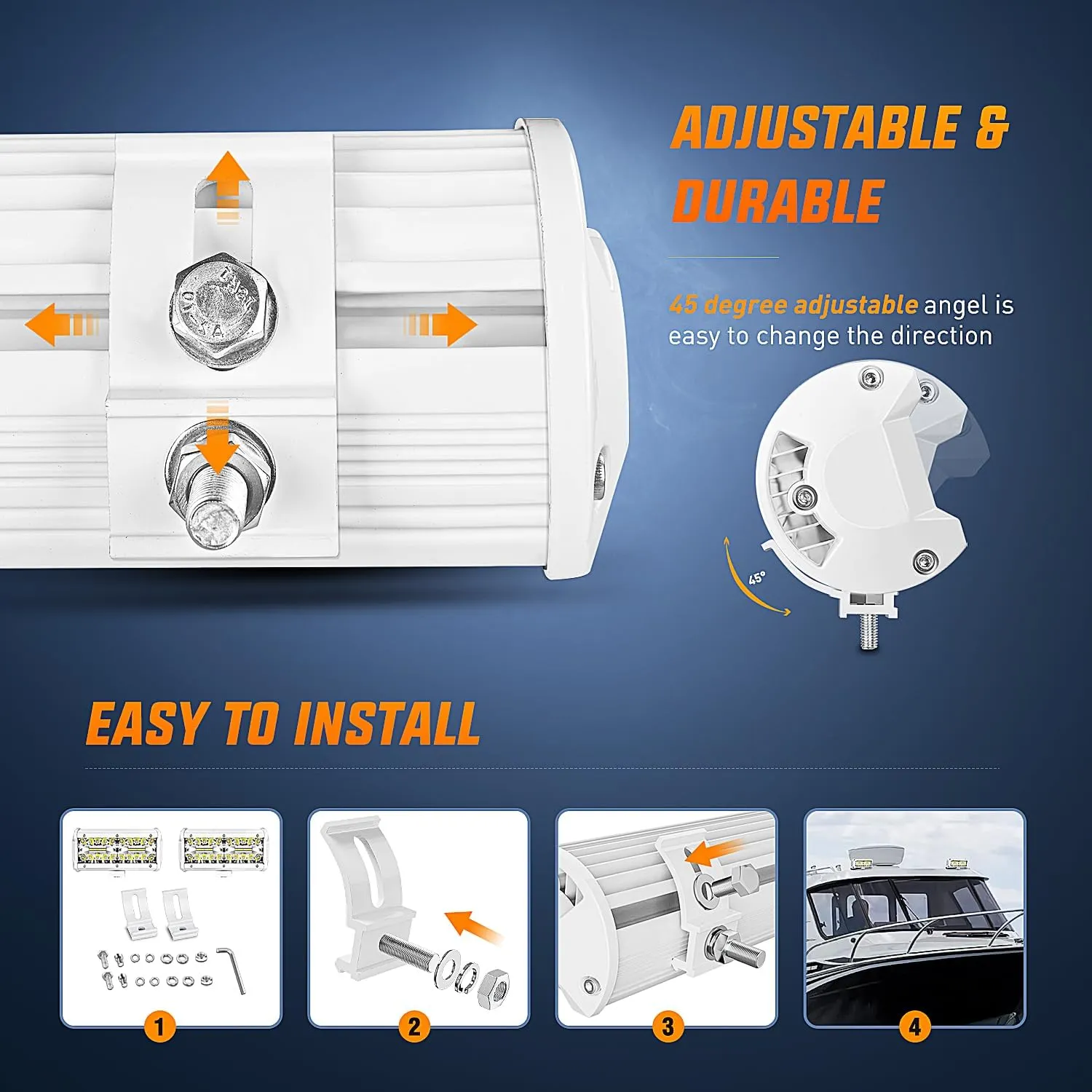 6.5 Inch 120W Spot Flood Combo White Case Led Light Bar (Pair)