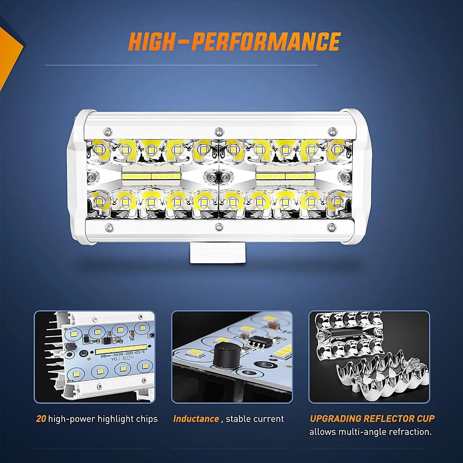 6.5 Inch 120W Spot Flood Combo White Case Led Light Bar (Pair)