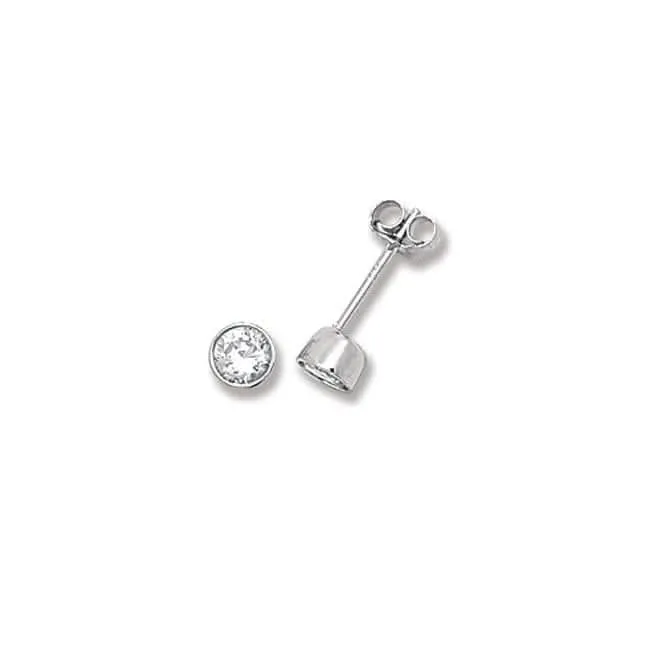 Acotis Silver Stud Earrings Round Zirconia Set G5288CZ