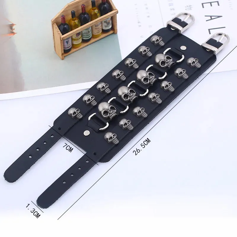 Alternative Skull Punk Goth PU Leather Bracelet