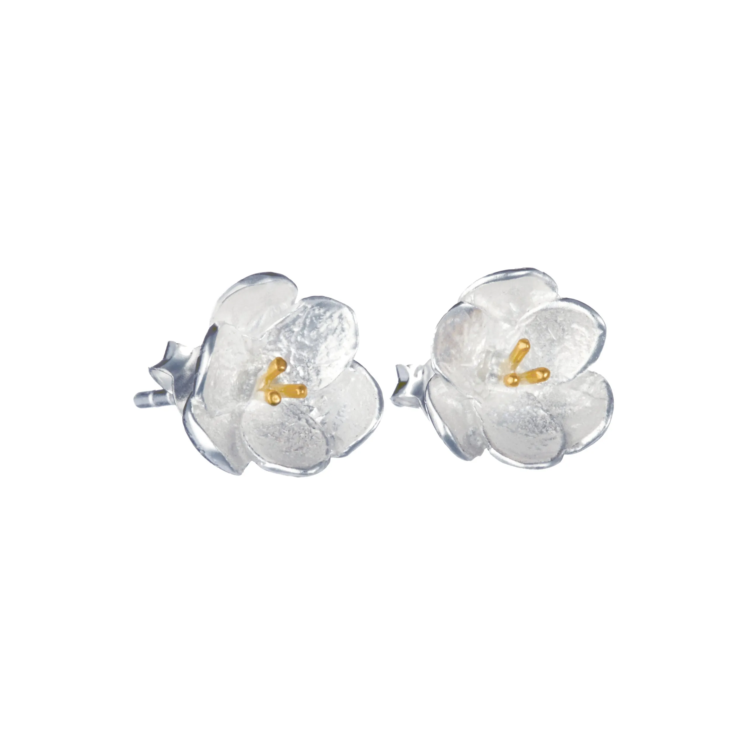 Banyan Matt Silver Buttercup Stud Earring