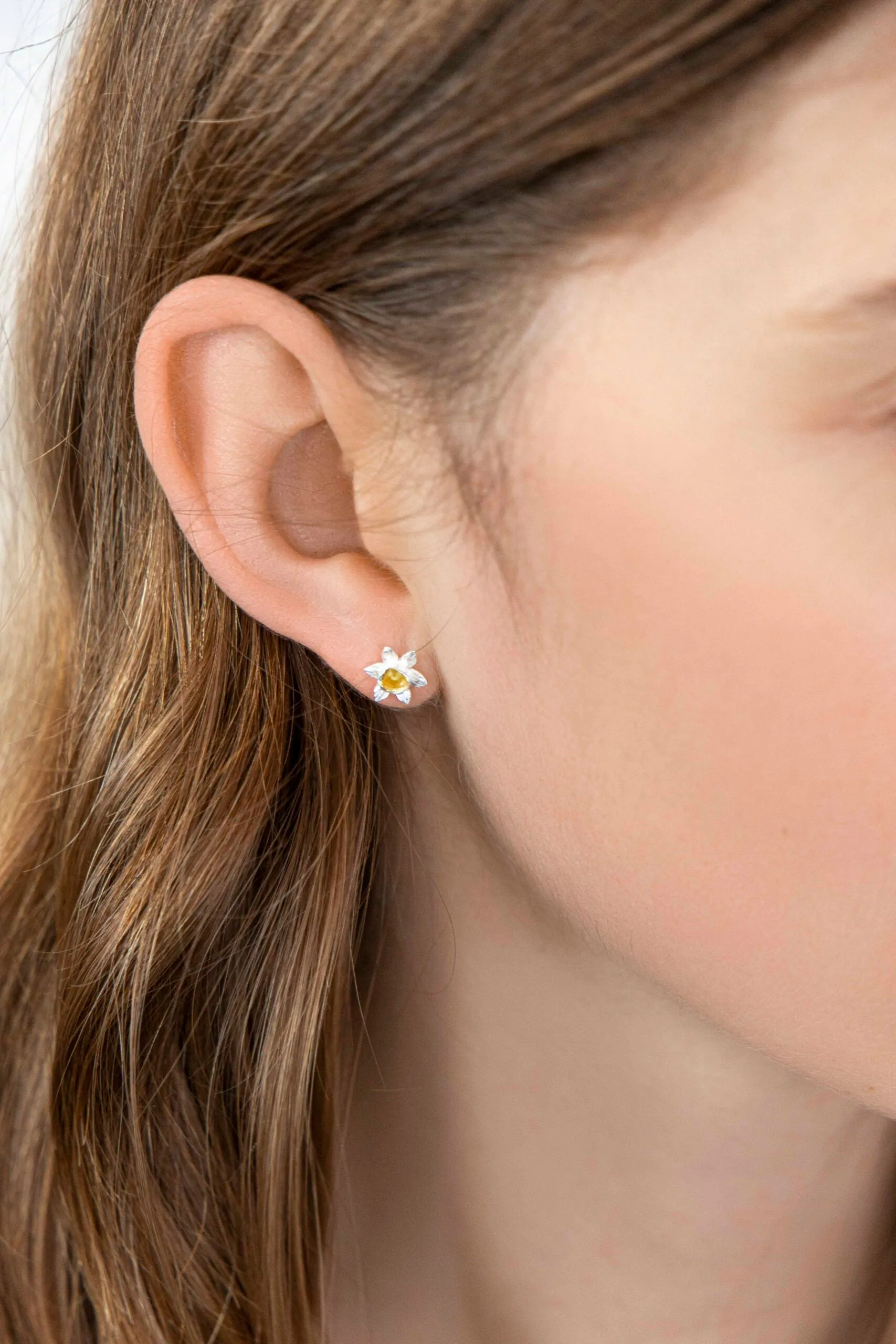 Banyan Silver and Gold Plated Daffodil Studs