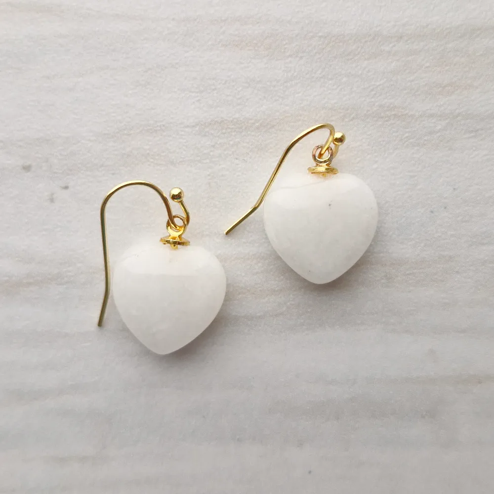 Cabochon Heart Single Drop Earrings