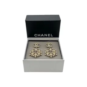 Chanel CC Snowflake Drop Earrings