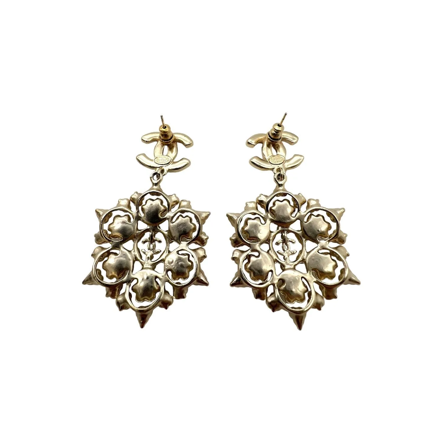 Chanel CC Snowflake Drop Earrings