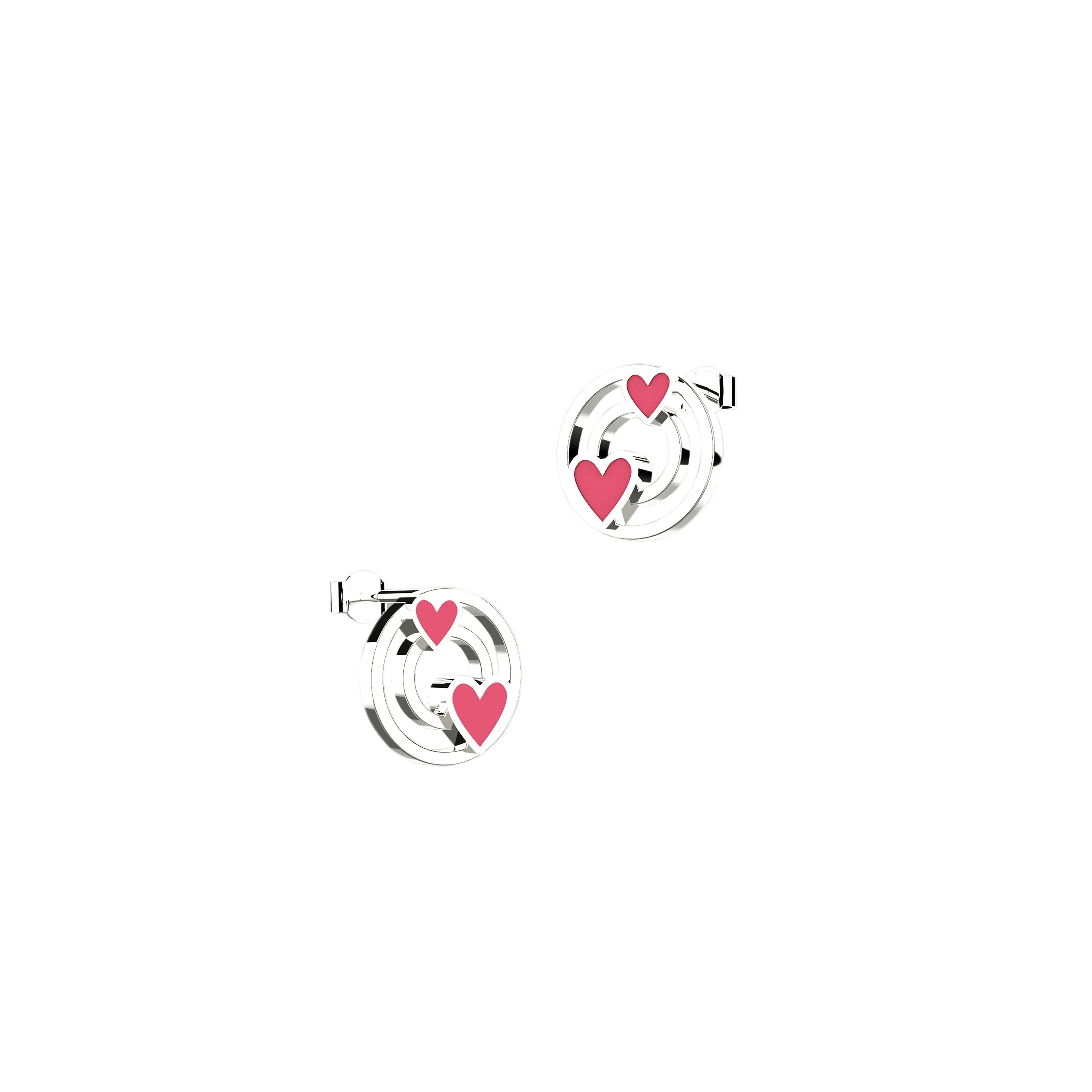 circle Inserted Heart Ear Studs