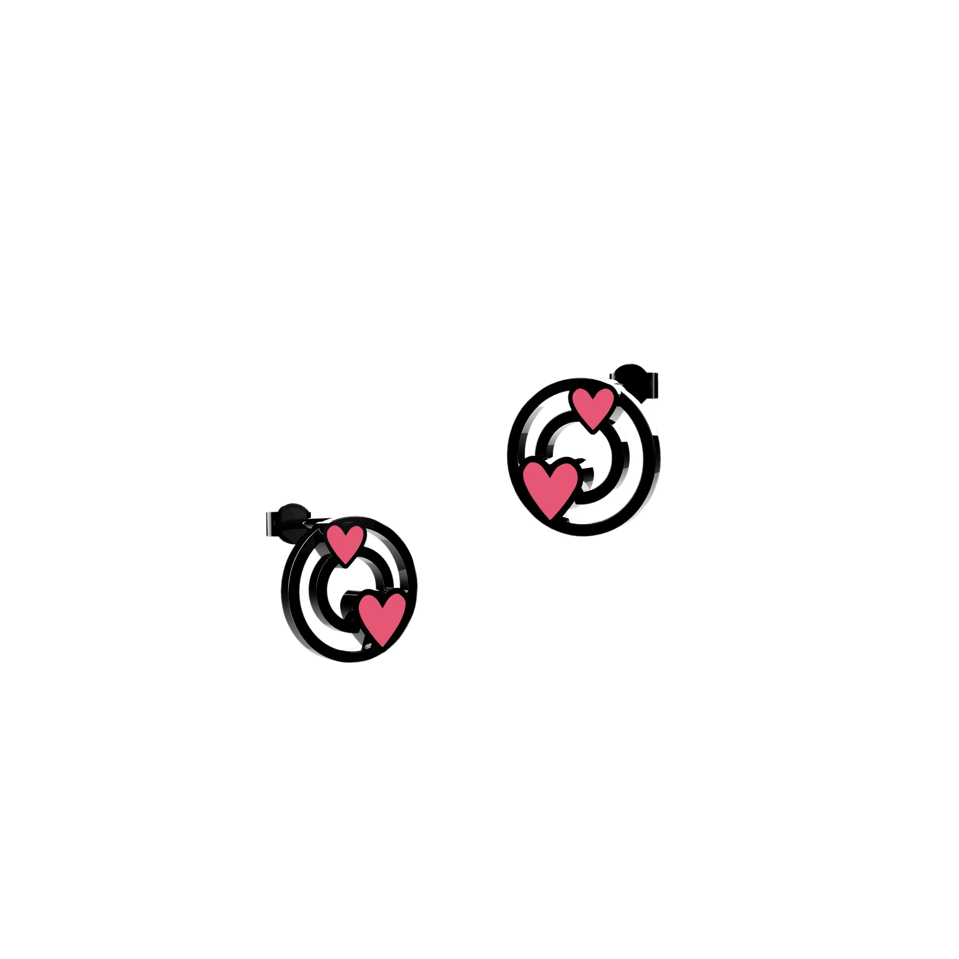 circle Inserted Heart Ear Studs