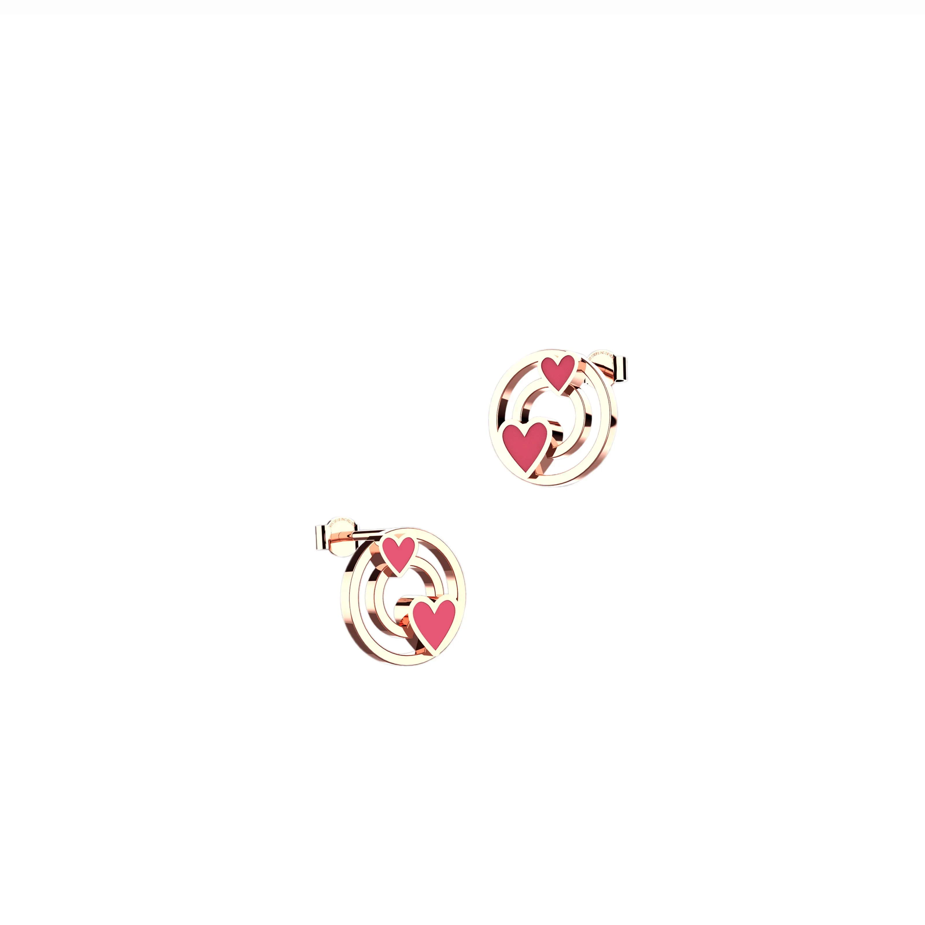 circle Inserted Heart Ear Studs