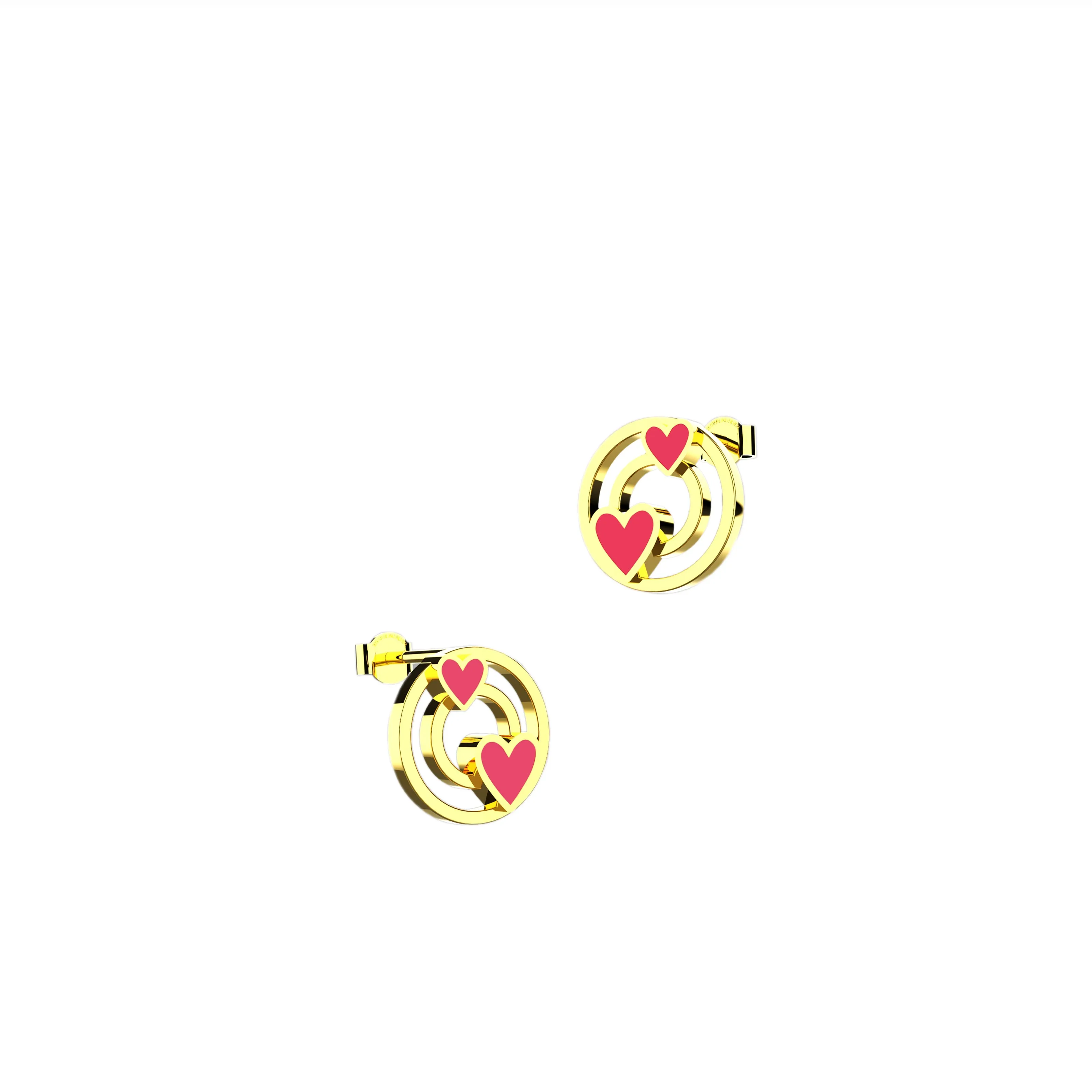 circle Inserted Heart Ear Studs