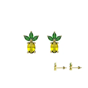 Citrine In Tiny Pineapple Ear Stud