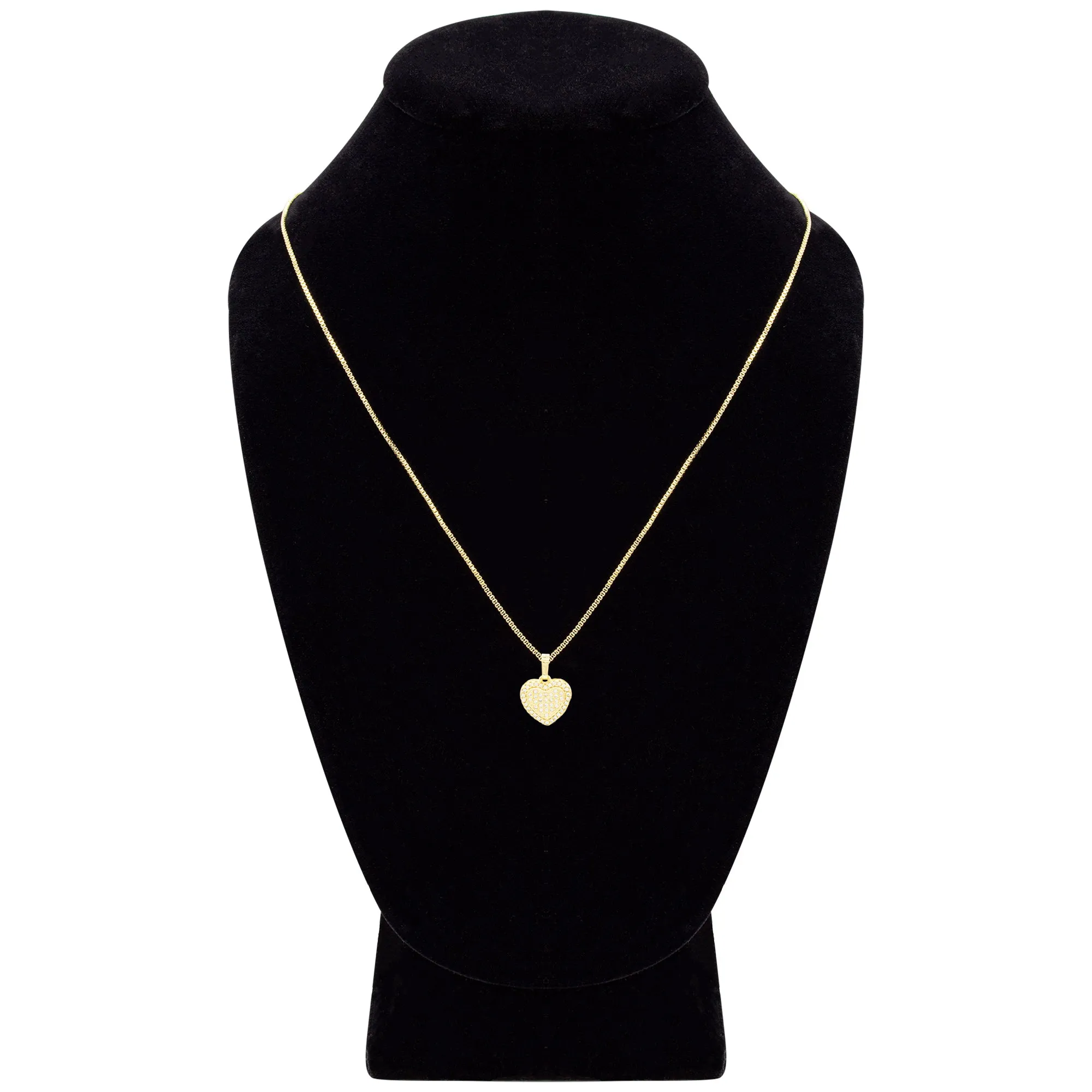Cubic Zirconia 14K Gold Filled Dual Heart Pendant Necklace Set
