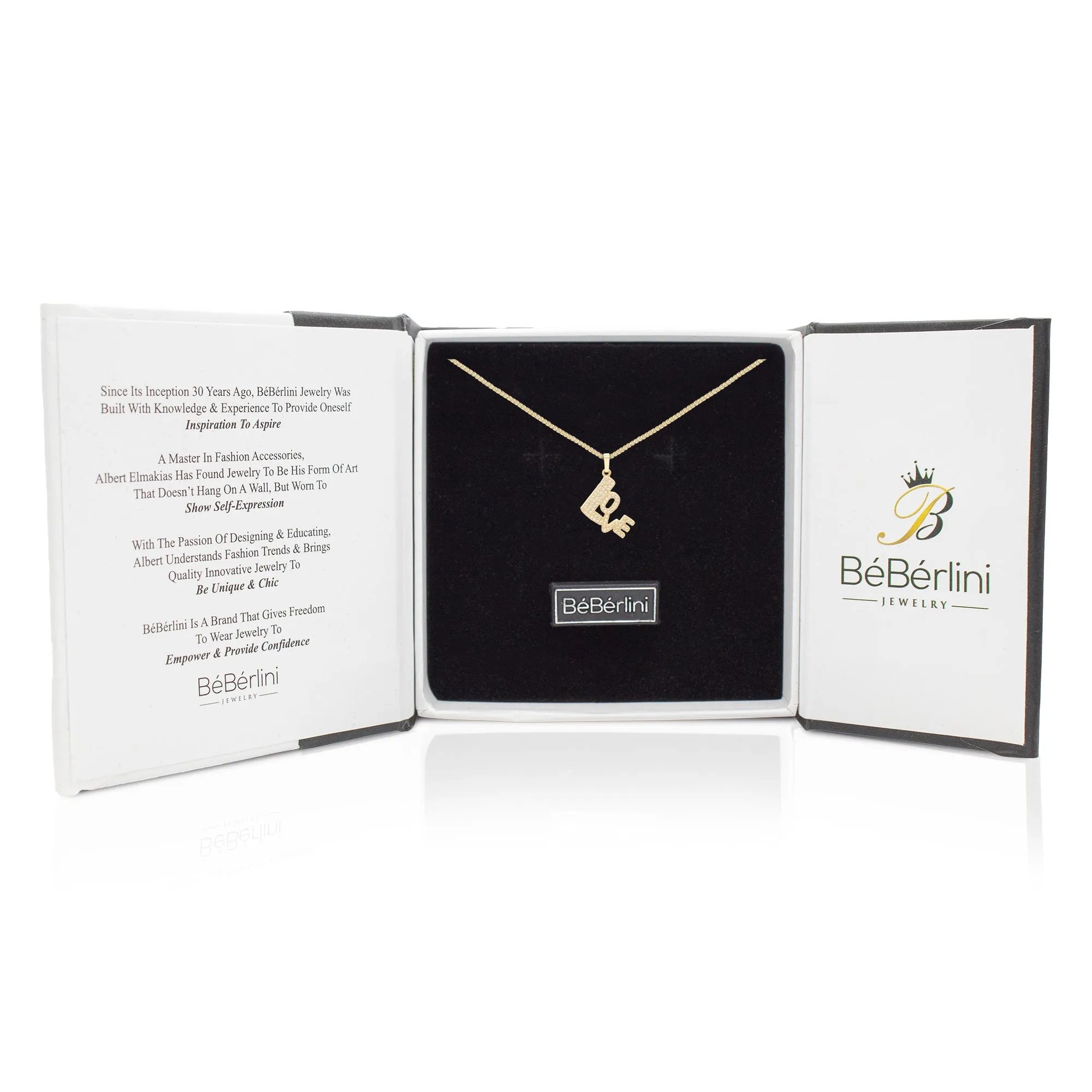 Cubic Zirconia 14K Gold Filled Love Pendant Necklace Set