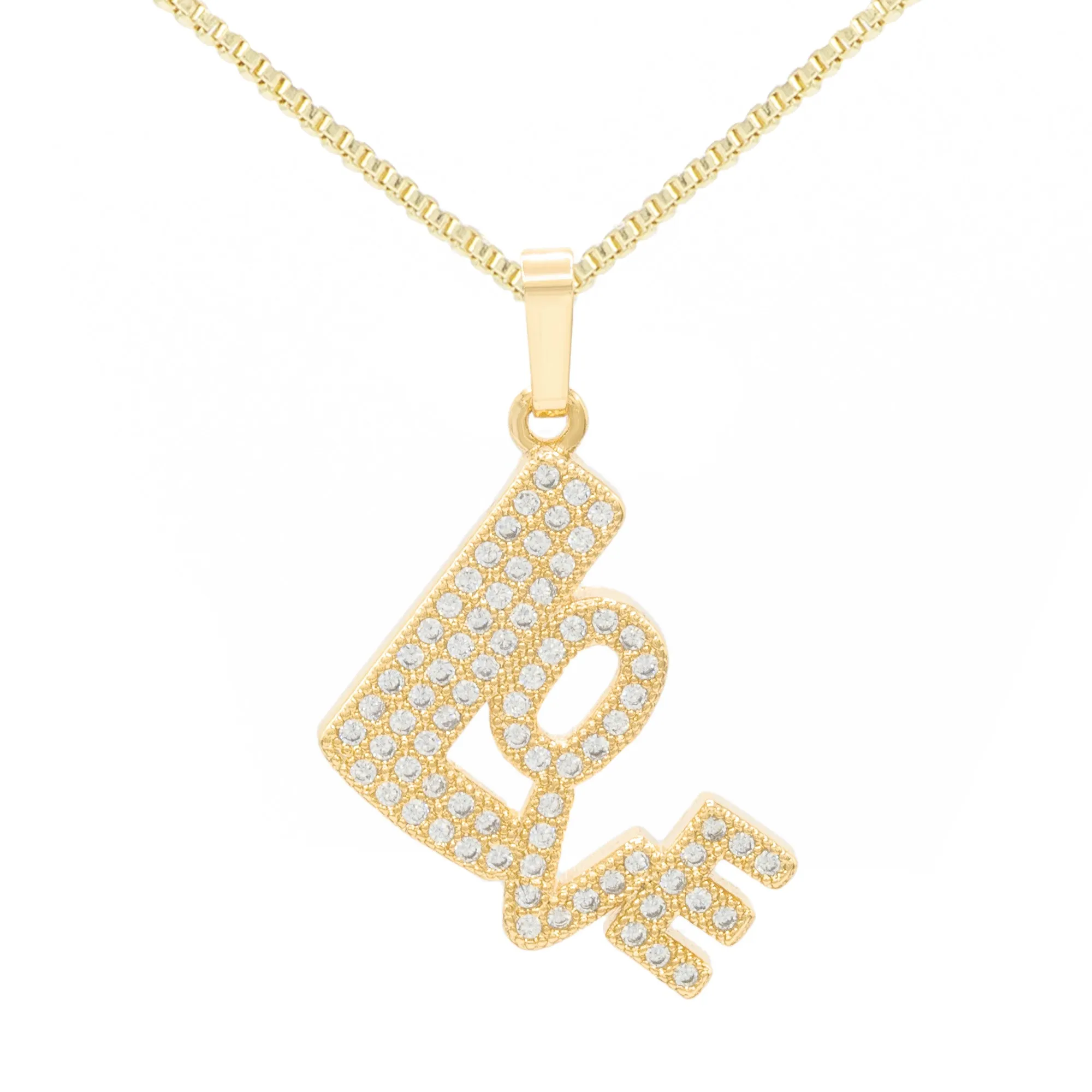 Cubic Zirconia 14K Gold Filled Love Pendant Necklace Set