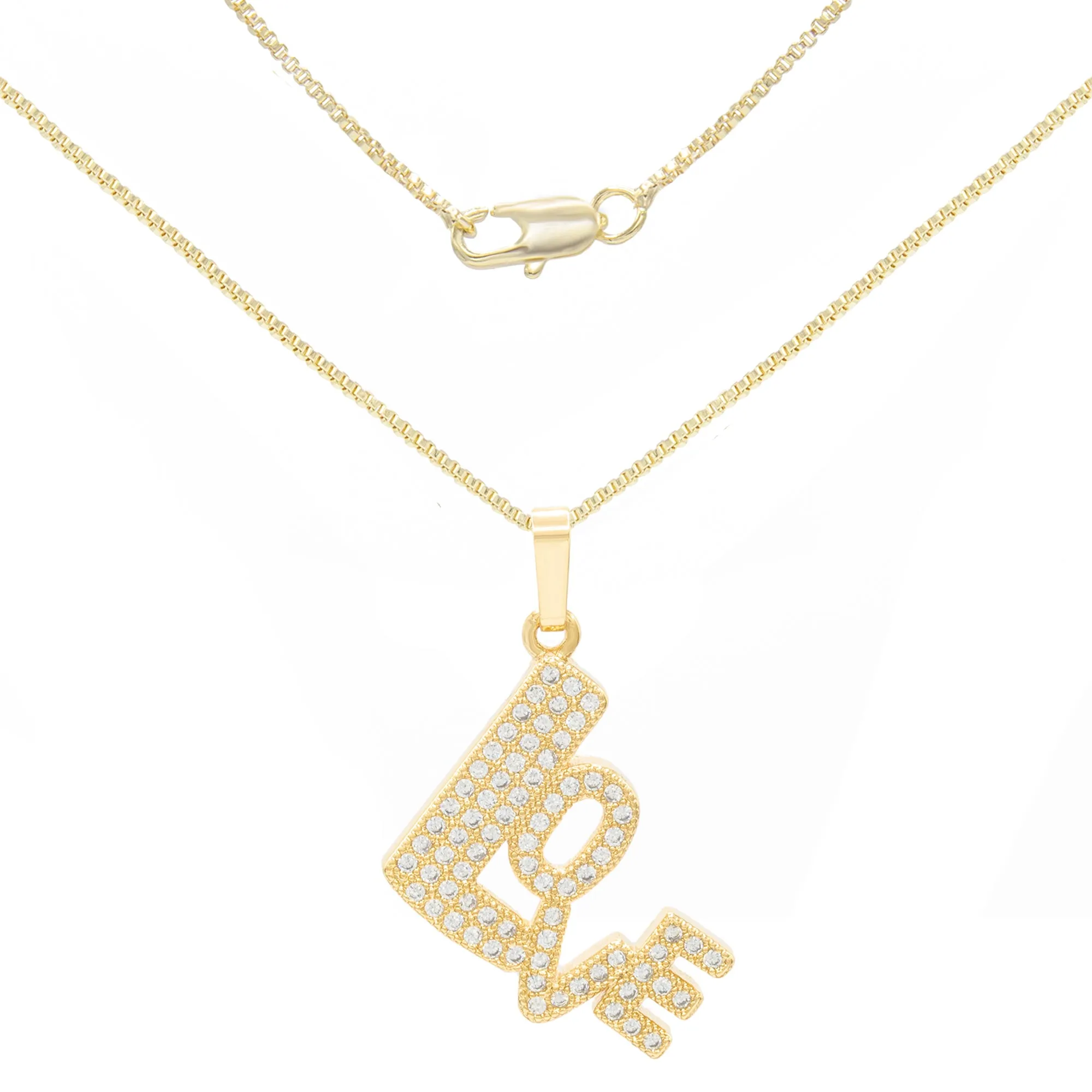Cubic Zirconia 14K Gold Filled Love Pendant Necklace Set