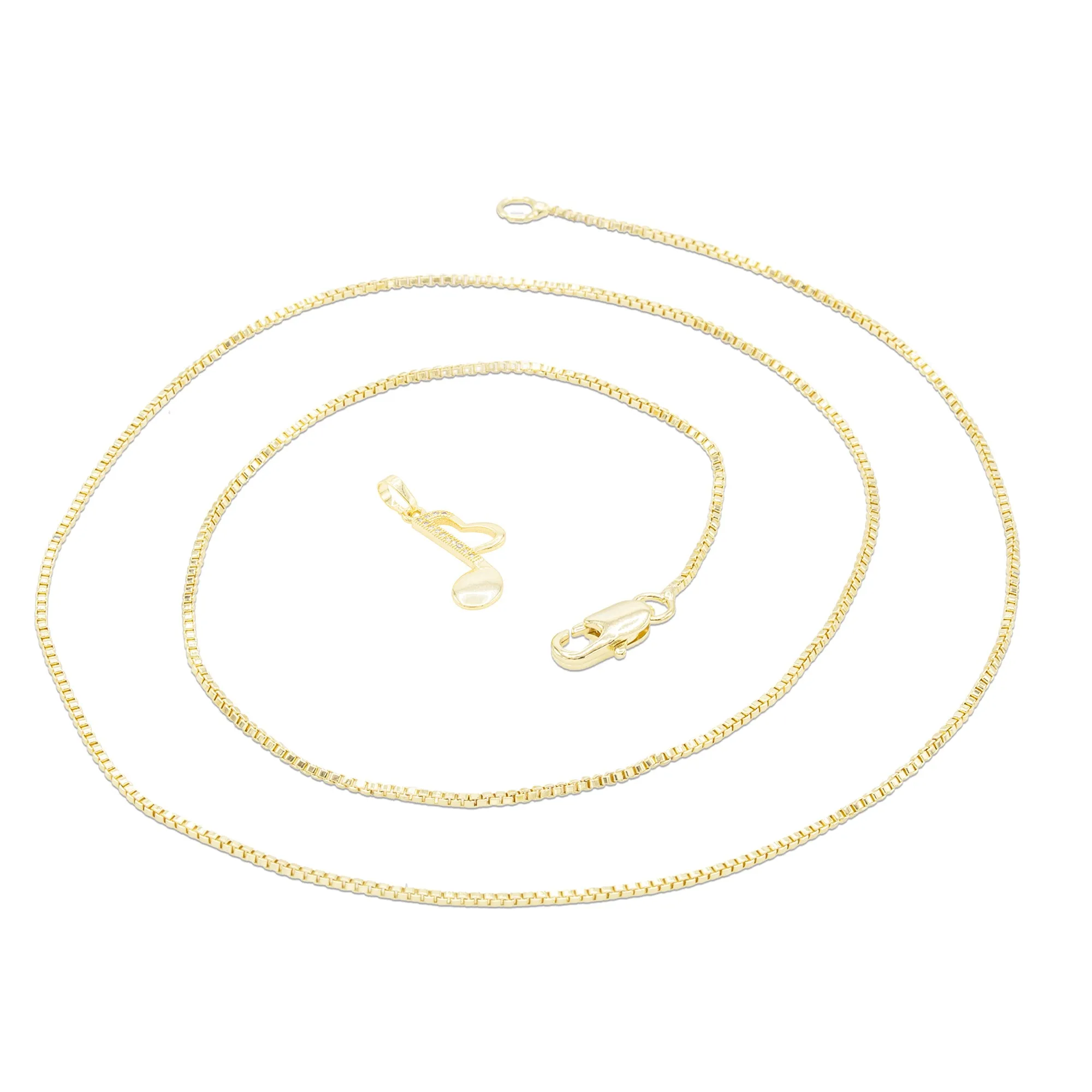 Cubic Zirconia 14K Gold Filled Music Heart Note Pendant Necklace Set