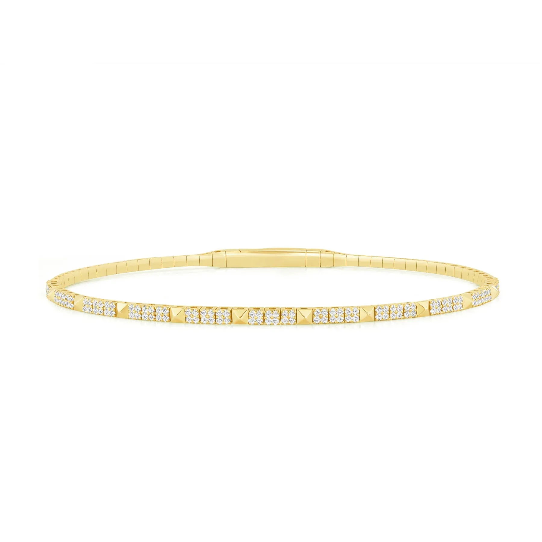Diamond Pyramid 14K Gold Link Bracelet
