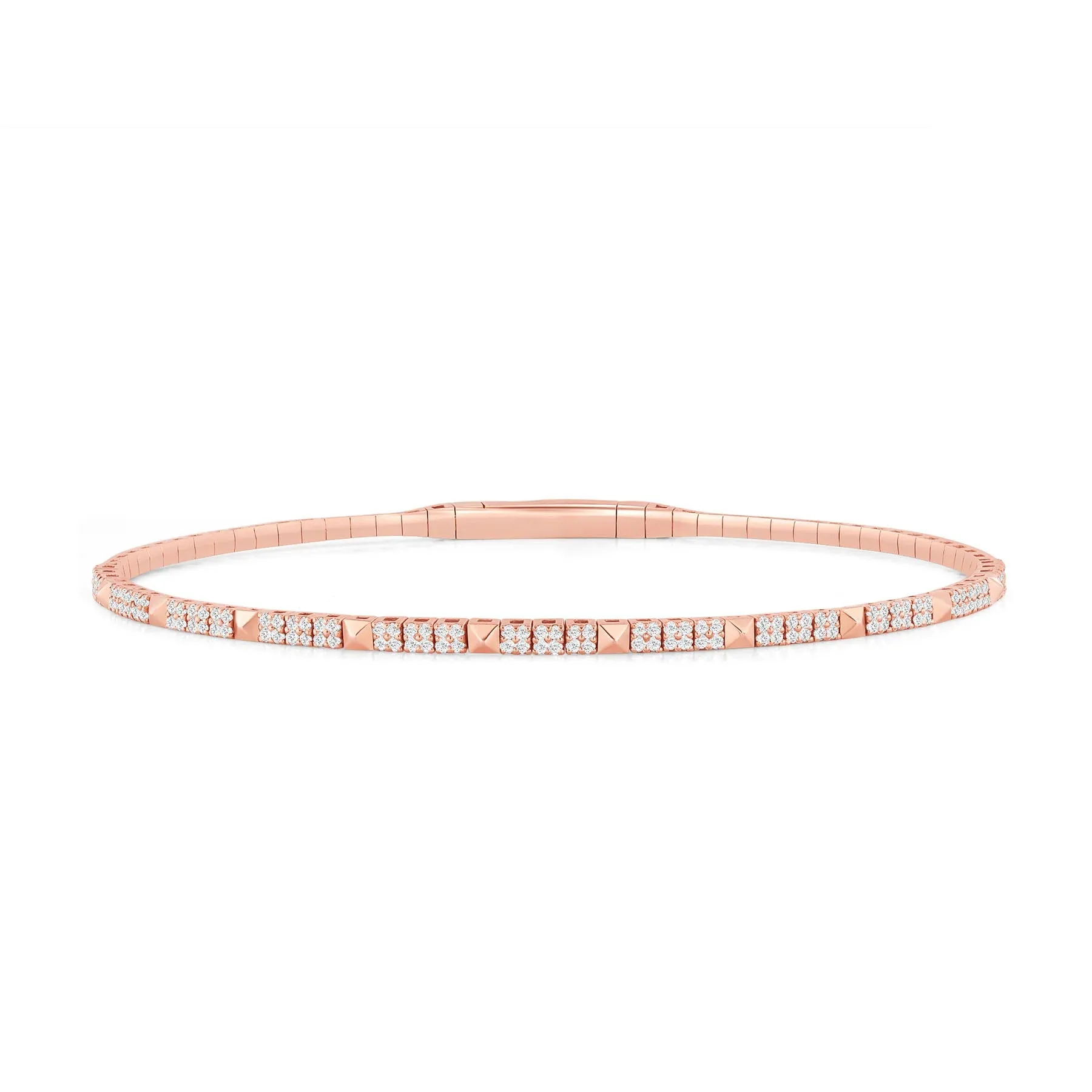 Diamond Pyramid 14K Gold Link Bracelet