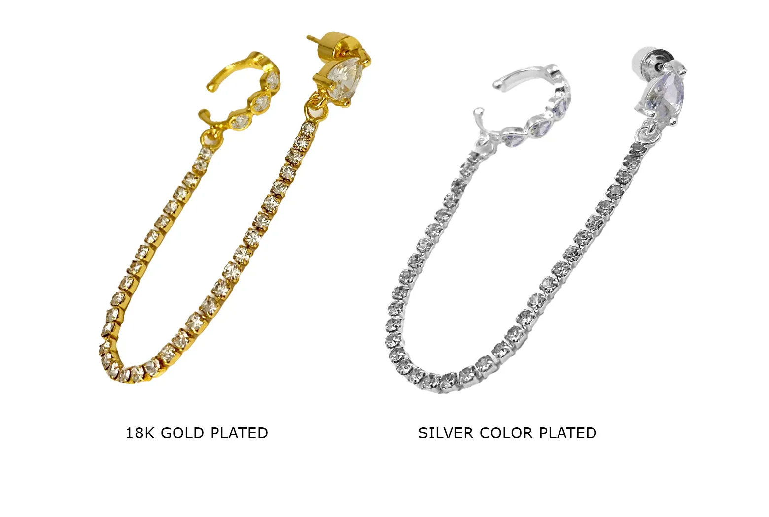 EB2013M Tennis Chain Drop Huggies Earring