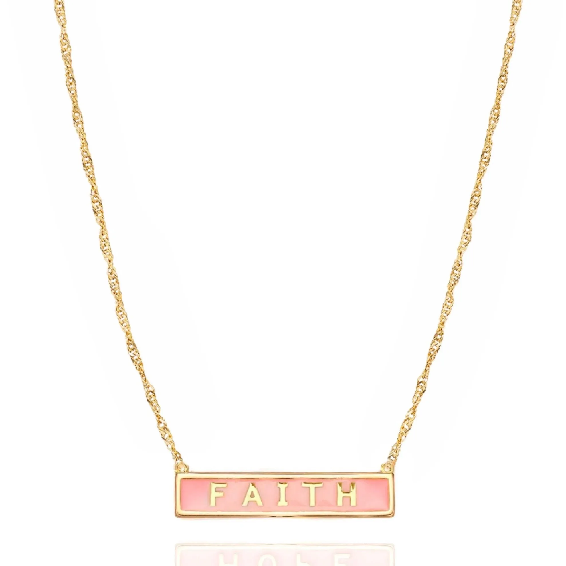 Faith Bar Necklace in Pink