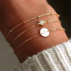 Fashion Gold Color Charm Letter Bracelet For Women