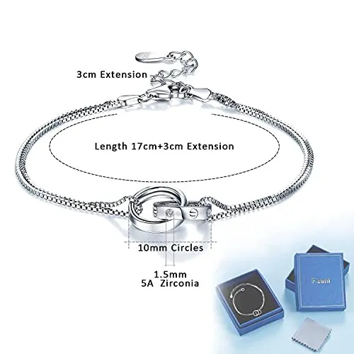 F.ZENI Women's Bracelets 925 Sterling Silver Sparkle Cubic Zirconia Kiss Bracelet Accent Infinity Forever Bracelets for Women