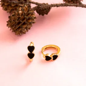 Gold Plated Two Enamel Heart Bali Hoops Earring