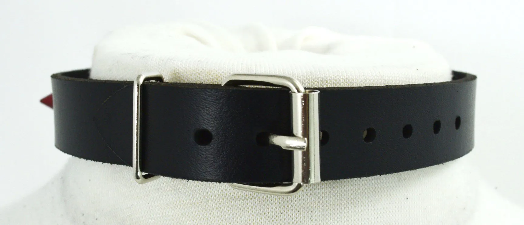 Gothic Punk Rock Emo Pentagram Charm Rivet Red Spikes Leather Choker Collar Necklace