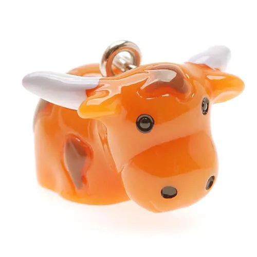 Hand Painted 3-D Cute Texas Longhorn Lightweight Charm 20mm (1 Piece)