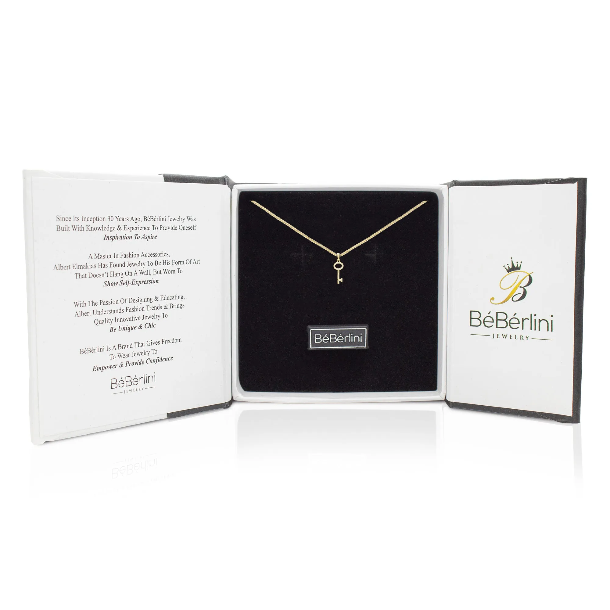 Key Cubic Zirconia Pendant With 14K Gold Filled Necklace Set