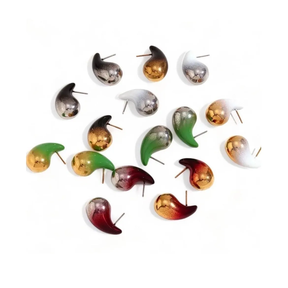 Kylie Colourful Paint Splatter Dome Drop Earrings