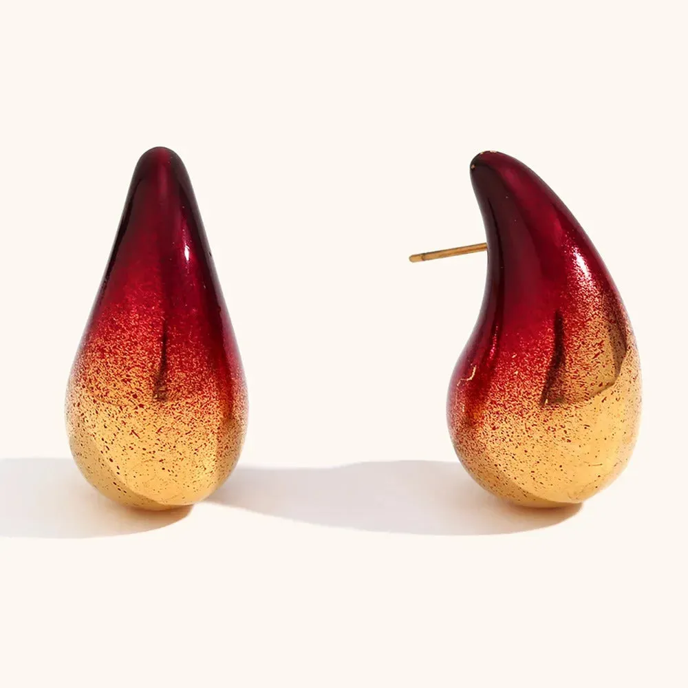 Kylie Colourful Paint Splatter Dome Drop Earrings