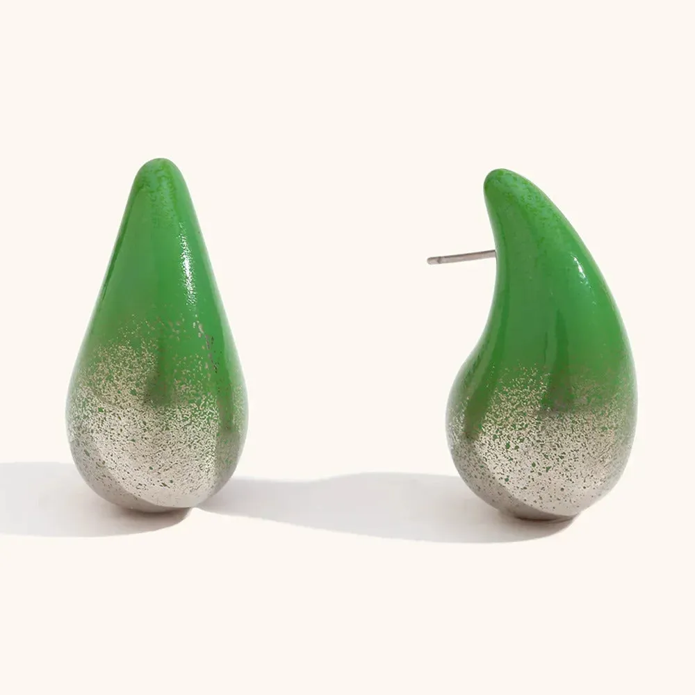 Kylie Colourful Paint Splatter Dome Drop Earrings