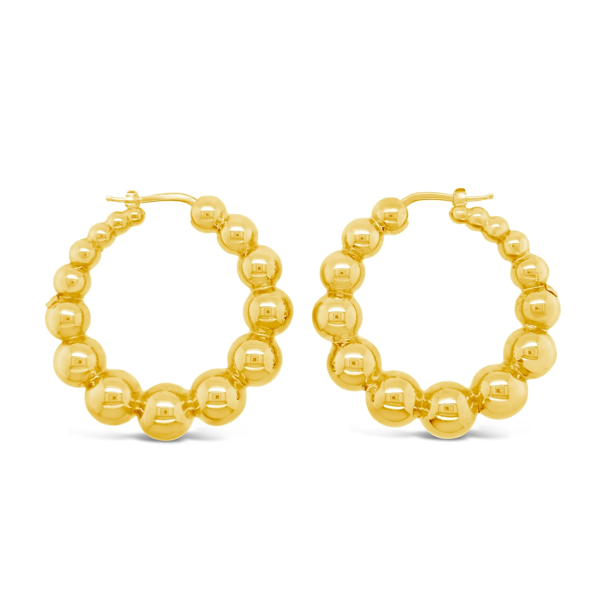 Large Graduated Bead Hoop Earrings