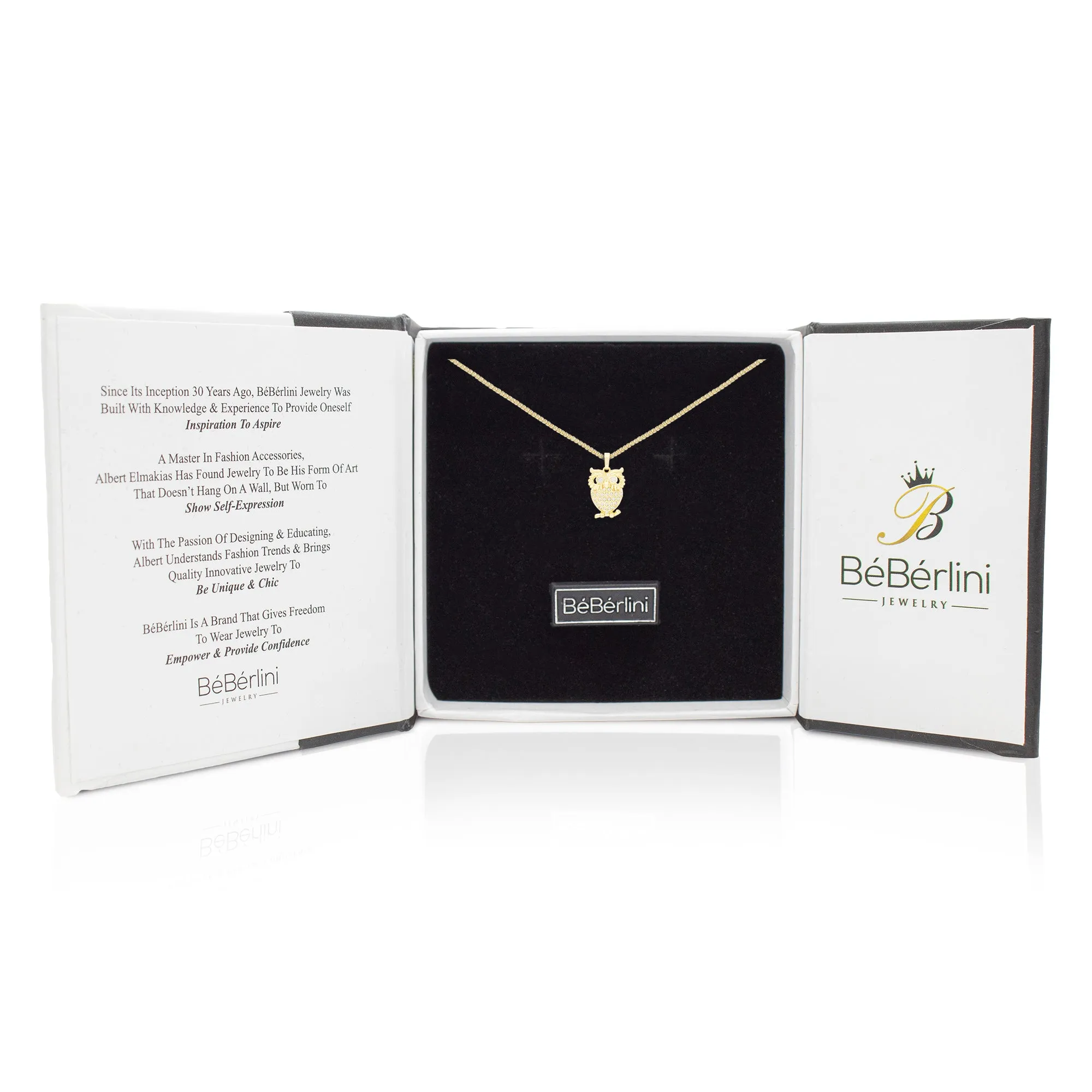 Owl Cubic Zirconia Pendant With 14K Gold Filled Necklace Set