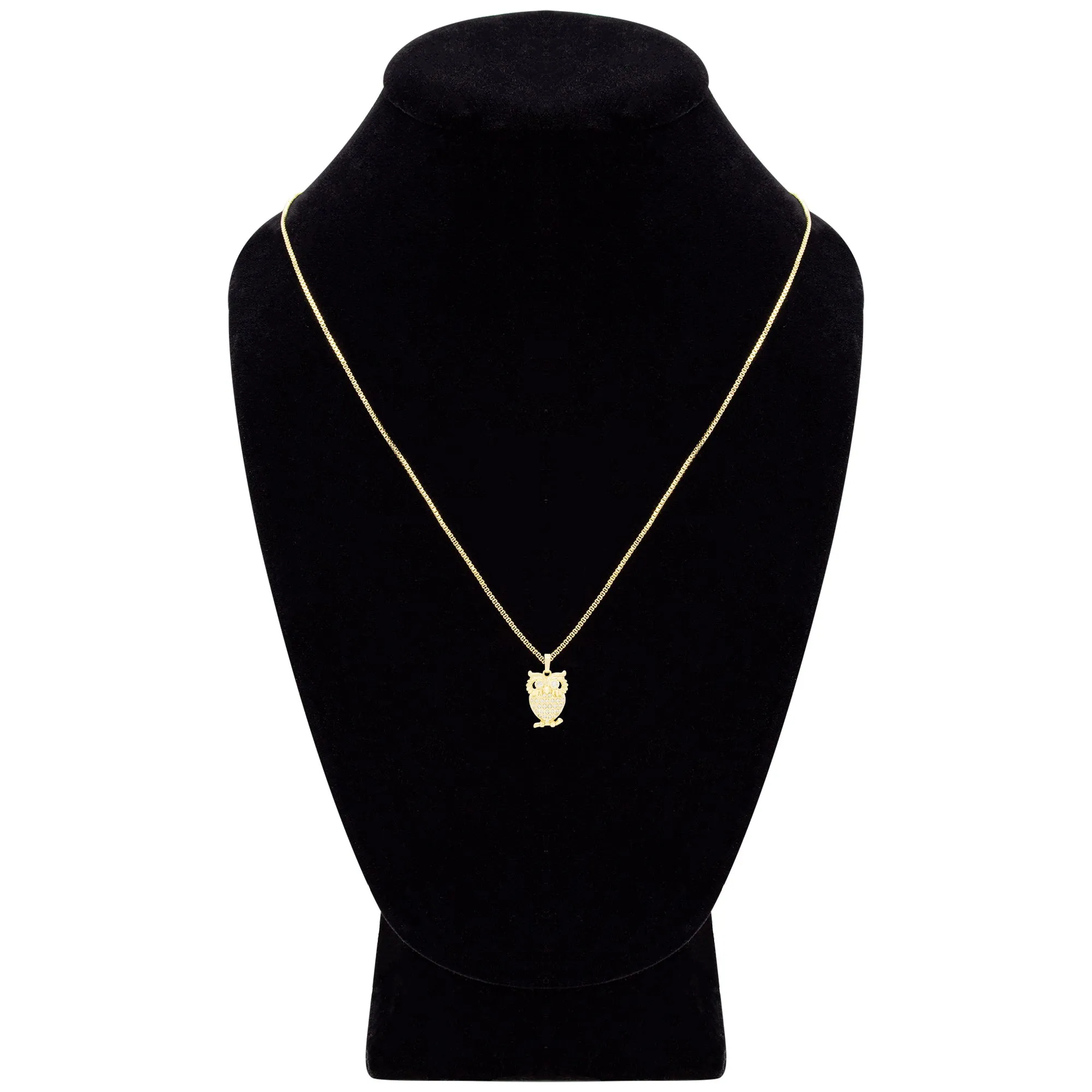Owl Cubic Zirconia Pendant With 14K Gold Filled Necklace Set