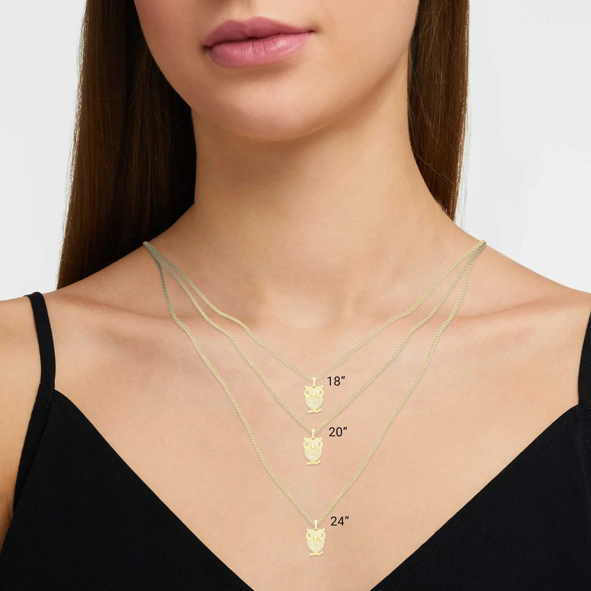 Owl Cubic Zirconia Pendant With 14K Gold Filled Necklace Set
