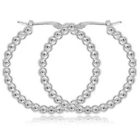 Silver Beaded Hoop Earrings