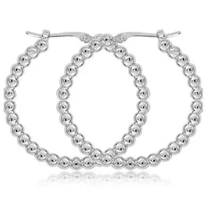 Silver Beaded Hoop Earrings