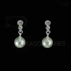 Silver Diamante Pearl Drop Earrings